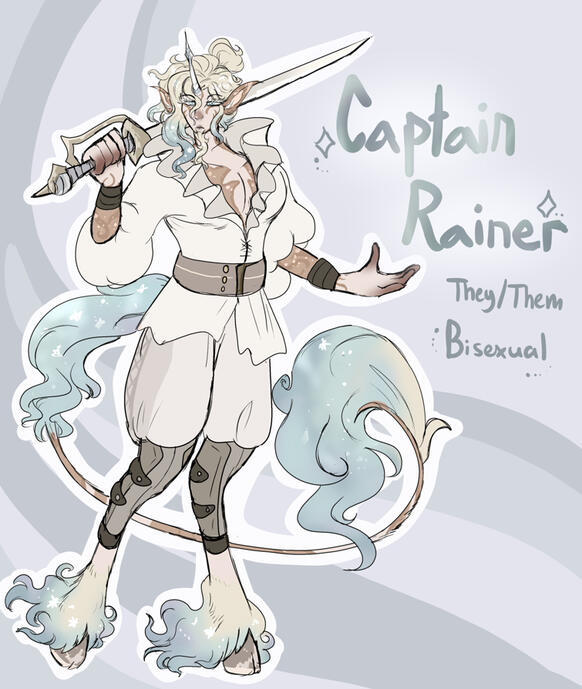 ☁️Rainer is the Captain of the Pearl Stream and is a feared individual. They aren’t like most hypnotists who use their powers for pleasure. They wish to conquer and steal. You work for them without any benefits. At least 95% of the time thats how it goes