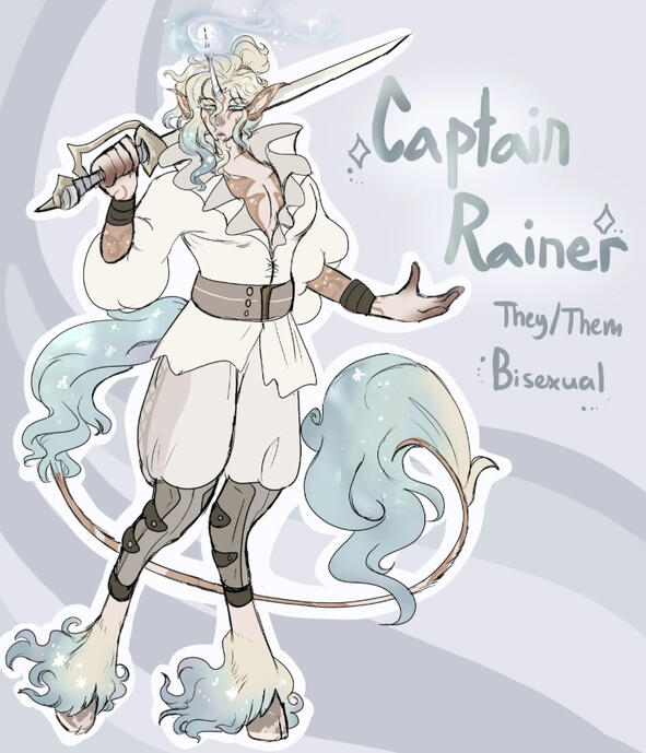 ☁️Rainer is the Captain of the Pearl Stream and is a feared individual. They aren’t like most hypnotists who use their powers for pleasure. They wish to conquer and steal. You work for them without any benefits. At least 95% of the time thats how it goes