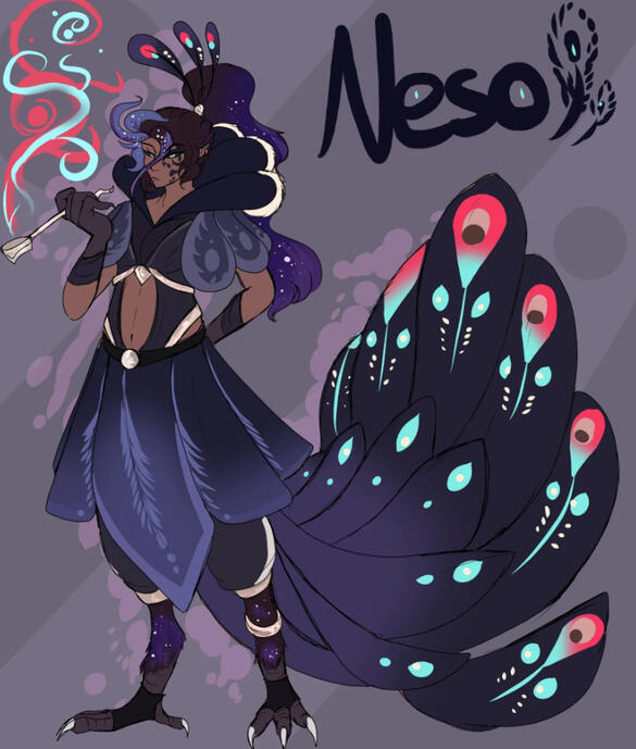 ☁️A dom with hypnotic feathers that wave in patterns all on his body. Yet he's also able to use his smoke to pleasure his subs. Whether forming them as hands or coils