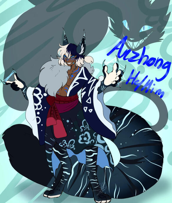 🫧Chesire Cat type Bakeneko who is a bit of a jerk but hey..it what adds to the appeal. Hes's able to hypnotize via his stripes, his shadow as well sewing in a string in his subs neck. So whenever he pulls, they'll march back into the woods.