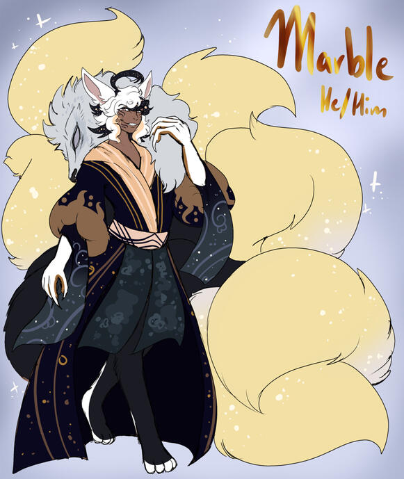 🫧 A sneaky Kitsune who uses a pendulum to put other’s under a trance. He get’s bored easily, so why not keep the lost travelers around for a bit. Though if he wants them to stay longer, a change of clothes and a new collar is needed!