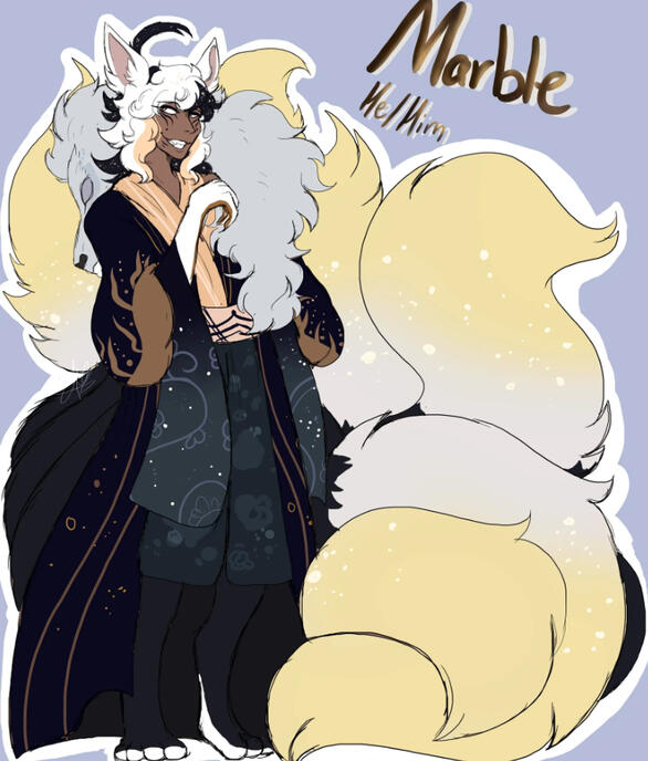 🫧 A sneaky Kitsune who uses a pendulum to put other’s under a trance. He get’s bored easily, so why not keep the lost travelers around for a bit. Though if he wants them to stay longer, a change of clothes and a new collar is needed!