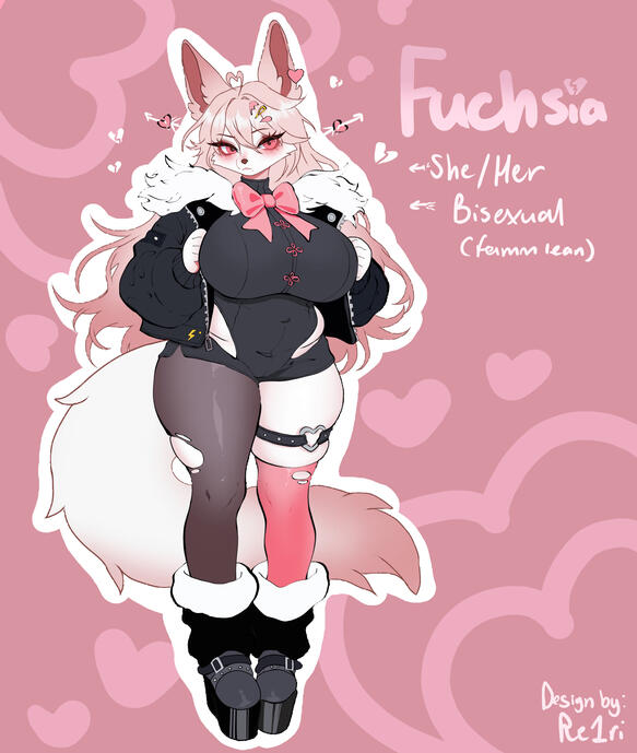 🫧Fuchsia is aggressive and be seen as pretty mean spirited, especially towards masculine people. She is quite love repulsed yet can't help but find tails very attractive