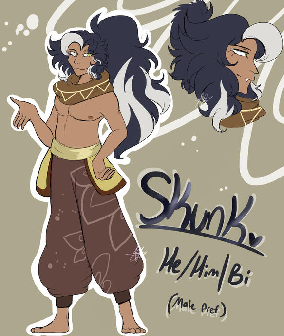 🫧A sweetheart with a laugh who can melt any cold heart. Skunk loves to make new friends and be a shoulder for those who need it. Always so happy, so positive...sometimes its uncanny